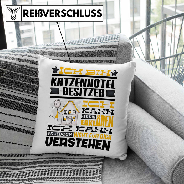 Katzenhotelbesitzer Geschenk Kaffee-Kissen mit Füllung 40x40 Geschenkidee für Katzenhotelbesitzer Ich Bin Katzenhotelbesitzer Ich Kann Es Dir Erklären Jedoch Nicht Für Dich Verstehen Spruch Lustig (Grau) Grün Trendation