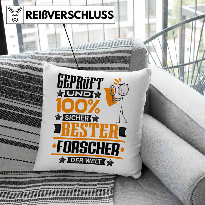 Forscher Geschenk Lustiger Spruch für Forscher Geschenkidee Bester Forscher Der WeltKissen mit Füllung 40x40 (Grau) Rosa Trendation