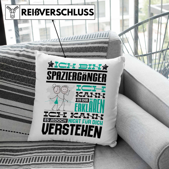 Spaziergänger Geschenk Kaffee-Kissen mit Füllung 40x40 Geschenkidee für Spaziergänger Ich Bin Spaziergänger Ich Kann Es Dir Erklären Jedoch Nicht Für Dich Verstehen Spruch Lustig (Grau) Blau Trendation