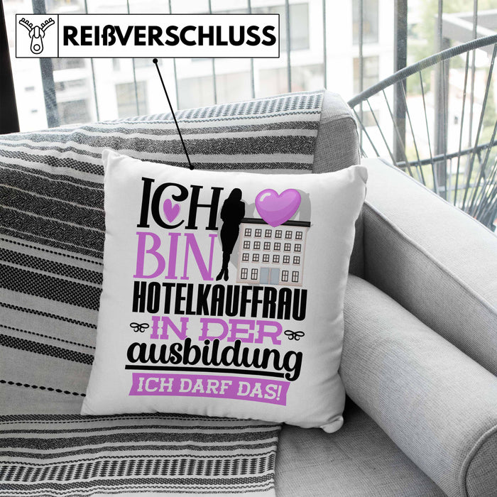 Hotelkauffrau Ausbildung Start Geschenk Kissen mit Füllung 40x40 Ich Bin Hotelkauffrau In Der Ausbildung Ich Darf Das Geschenkidee (Grau) Blau Trendation