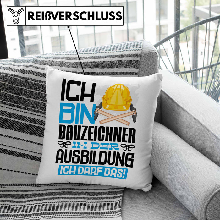 Bauzeichner Ausbildung Kissen mit Füllung 40x40 Geschenk Ich Bin Bauzeichner In Der Ausbildung Ich Darf Das Geschenkidee Spruch (Grau) Rosa Trendation