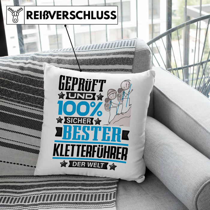 Kletterführer Geschenk Lustiger Spruch für Kletterführer Geschenkidee Bester Kletterführer Der WeltKissen mit Füllung 40x40 (Grau) Grau Trendation