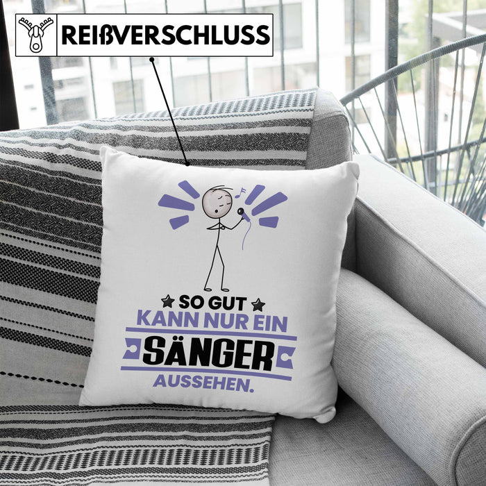 Sänger Geschenk Kissen mit Füllung 40x40 So Gut Kann Nur Ein Sänger Aussehen Geschenkidee (Grau) Blau Trendation