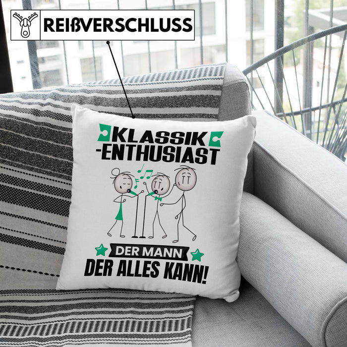Klassik-Enthusiast Kissen mit Füllung 40x40 Geschenk für Klassik-Enthusiast Der Mann Der Alles Kann Geschenkidee zum Geburtstag (Grau) Grau Trendation