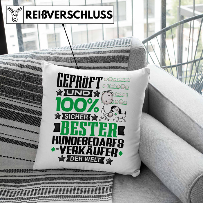 Hundebedarfsverkäufer Geschenk Lustiger Spruch für Hundebedarfsverkäufer Geschenkidee Bester Hundebedarfsverkäufer Der WeltKissen mit Füllung 40x40 (Grau) Grau Trendation