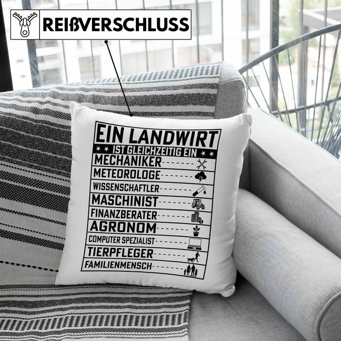 Landwirt Geschenk Kissen mit Füllung 40x40 Lustiger Spruch Geschenkidee Ein Landwirt Ist Gleichzeitig Ein (Grau) Rosa Trendation