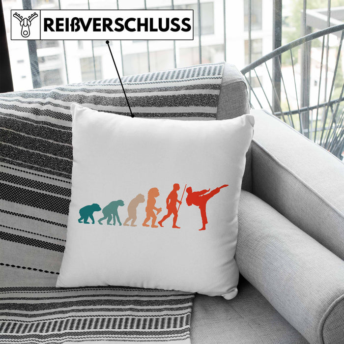 Karate-Kissen mit Füllung 40x40 Geschenk Kampfsport-Fans Jiu Jitsu Geschenkidee Evolution (Grau) Blau Trendation