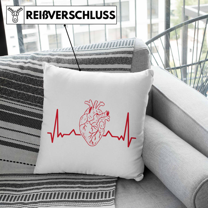 Kardiologe Geschenk Kissen mit Füllung 40x40 Herzschlag Ekg Herz Kardiologie (Grau) Grau Trendation