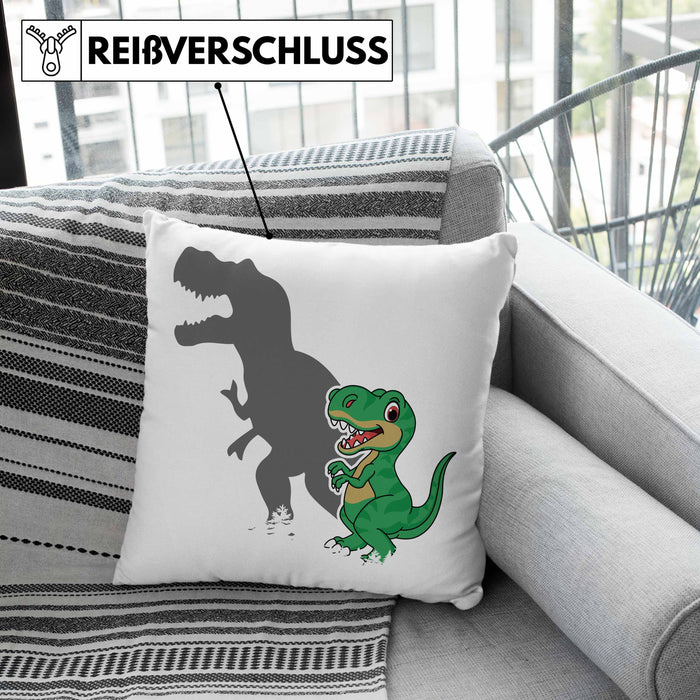 T-Rex Kissen mit Füllung 40x40 Geschenk Schatten Dinosaurier-Liebhaber Geschenkidee Jungs Geburtstag (Grau) Rosa Trendation