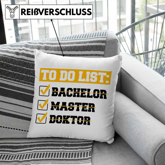 Doktortitel Bestanden Kissen mit Füllung 40x40 Geschenk To Do List (Grau) Blau Trendation