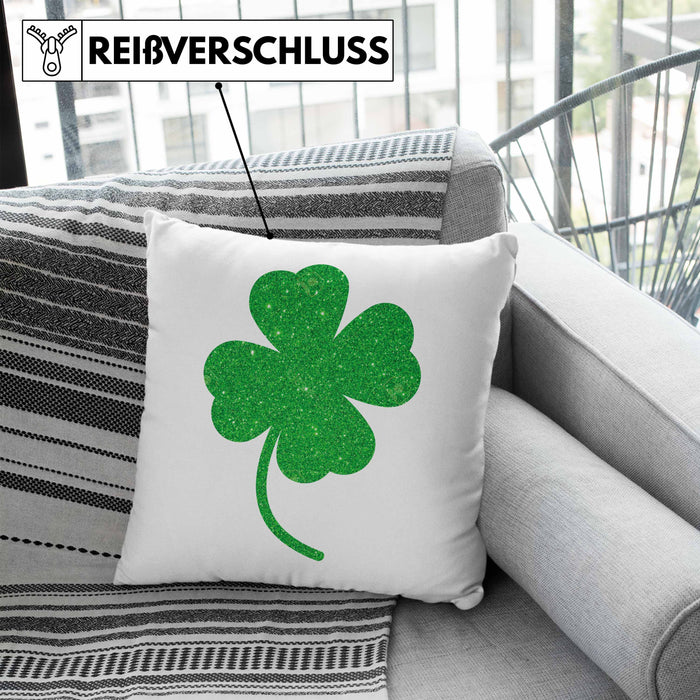 St Patricks Day Kissen mit Füllung 40x40 Klee Kleeblatt Irisch Irland Geschenkidee (Grau) Blau Trendation