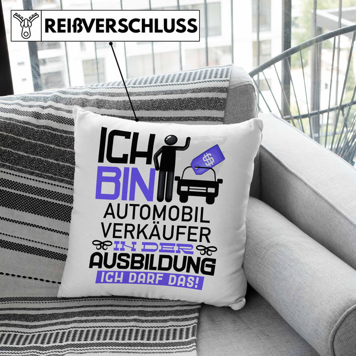 Automobilverkäufer Ausbildung Kissen mit Füllung 40x40 Geschenk Ich Bin Automobilverkäufer In Der Ausbildung Ich Darf Das Geschenkidee Spruch (Grau) Grau Trendation