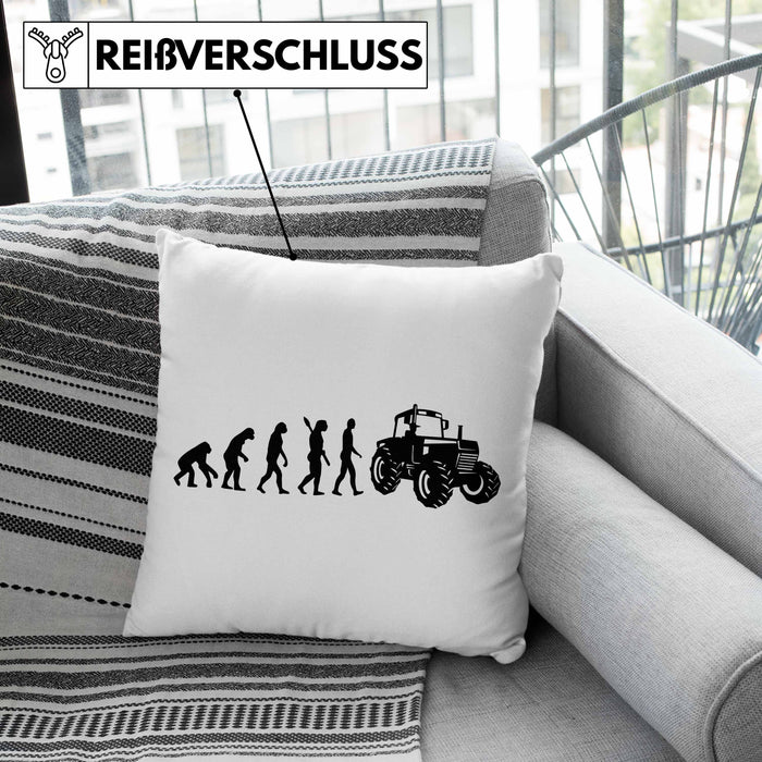 Lustige Kissen mit Füllung 40x40 für Landwirte Geschenk Evolution Traktor Geschenkidee (Grau) Grau Trendation