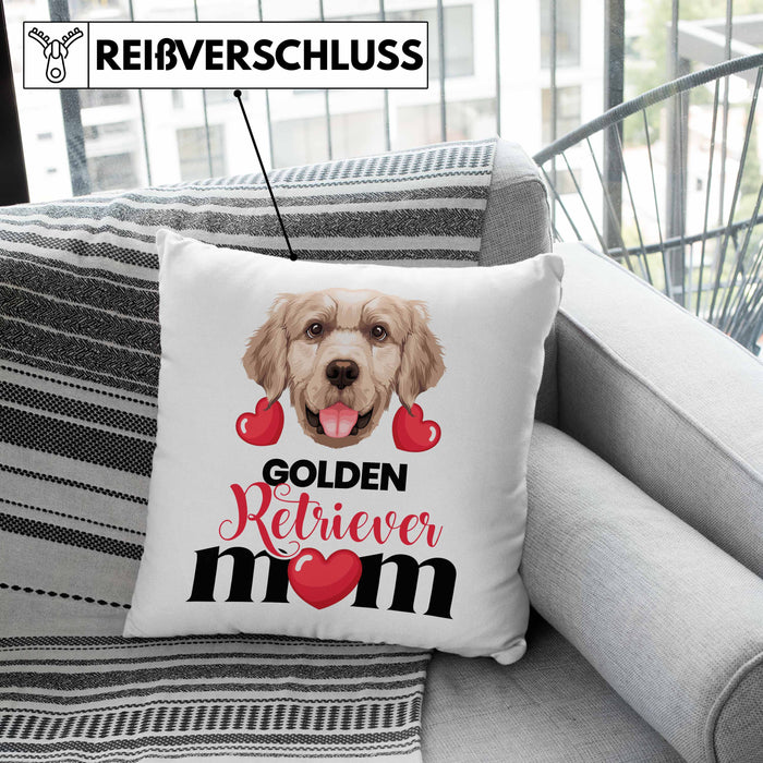 Golden Retriever Besitzer Mom Mama Kissen mit Füllung 40x40 Geschenk Lustiger Spruch Geschenkidee Golden Retriever Besitzerin (Grau) Grün Trendation