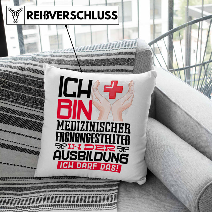 Medizinischer Fachangestellter Ausbildung Kissen mit Füllung 40x40 Geschenk Ich Bin Medizinischer Fachangestellter In Der Ausbildung Ich Darf Das Geschenkidee Spruch (Grau) Rosa Trendation