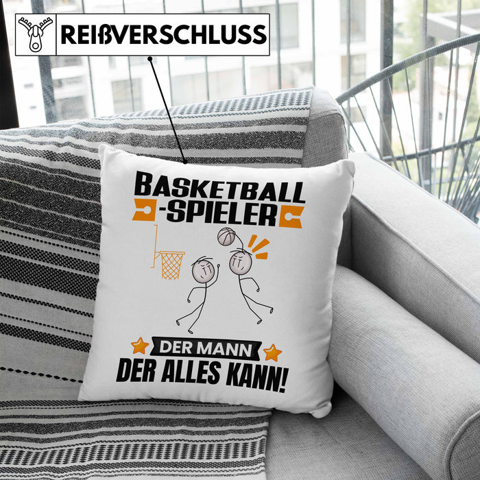 Basketballspieler Kissen mit Füllung 40x40 Geschenk für Basketballspieler Der Mann Der Alles Kann Geschenkidee zum Geburtstag (Grau) Blau Trendation