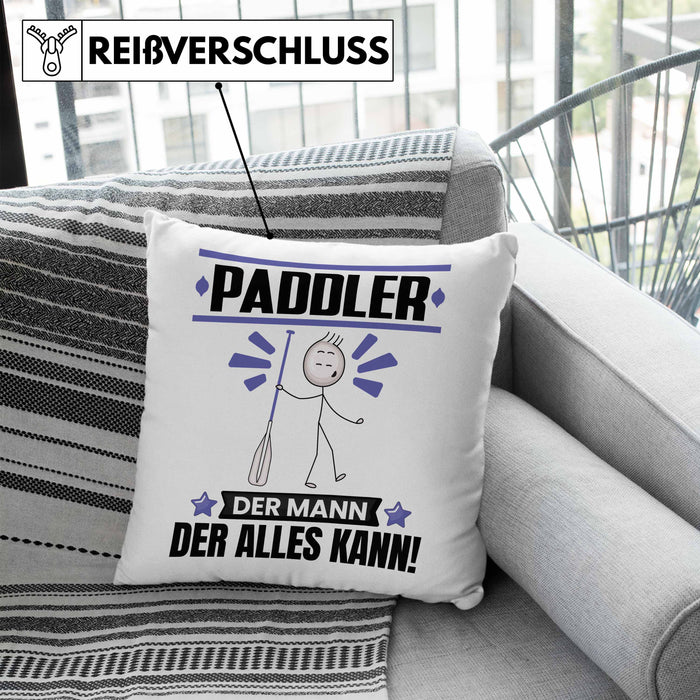 Paddler Kissen mit Füllung 40x40 Geschenk für Paddler Der Mann Der Alles Kann Geschenkidee zum Geburtstag (Grau) Blau Trendation
