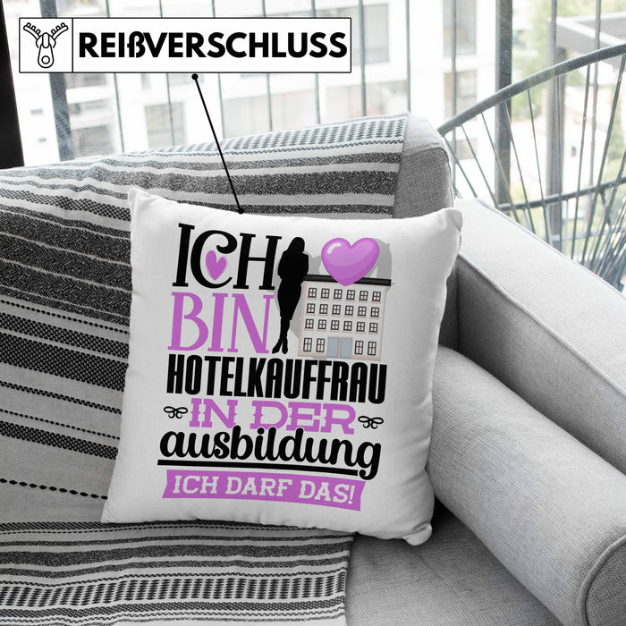 Hotelkauffrau Ausbildung Start Geschenk Kissen mit Füllung 40x40 Ich Bin Hotelkauffrau In Der Ausbildung Ich Darf Das Geschenkidee (Grau) Grün Trendation