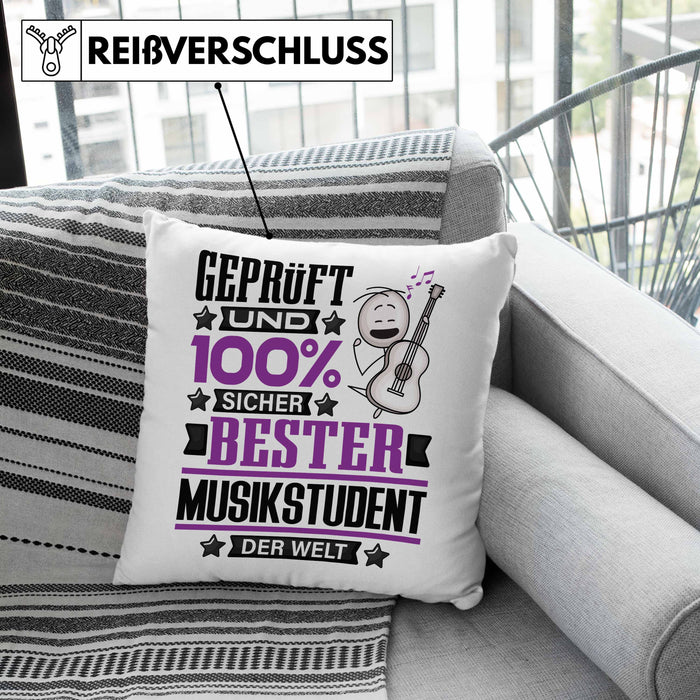 Musikstudent Geschenk Lustiger Spruch für Musikstudent Geschenkidee Bester Musikstudent Der WeltKissen mit Füllung 40x40 (Grau) Rosa Trendation