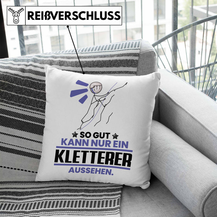 Kletterer Geschenk Kissen mit Füllung 40x40 So Gut Kann Nur Ein Kletterer Aussehen Geschenkidee (Grau) Blau Trendation