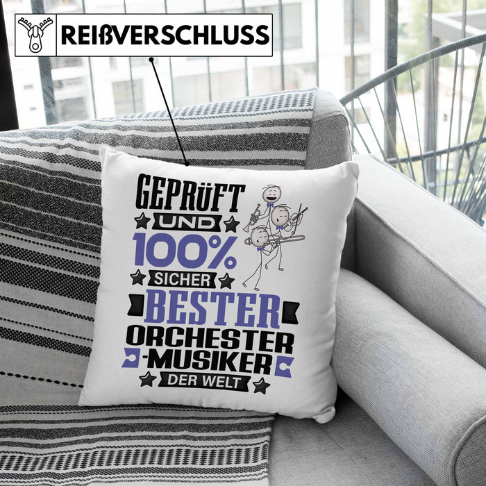 Orchestermusiker Geschenk Lustiger Spruch für Orchestermusiker Geschenkidee Bester Orchestermusiker Der WeltKissen mit Füllung 40x40 (Grau) Rosa Trendation
