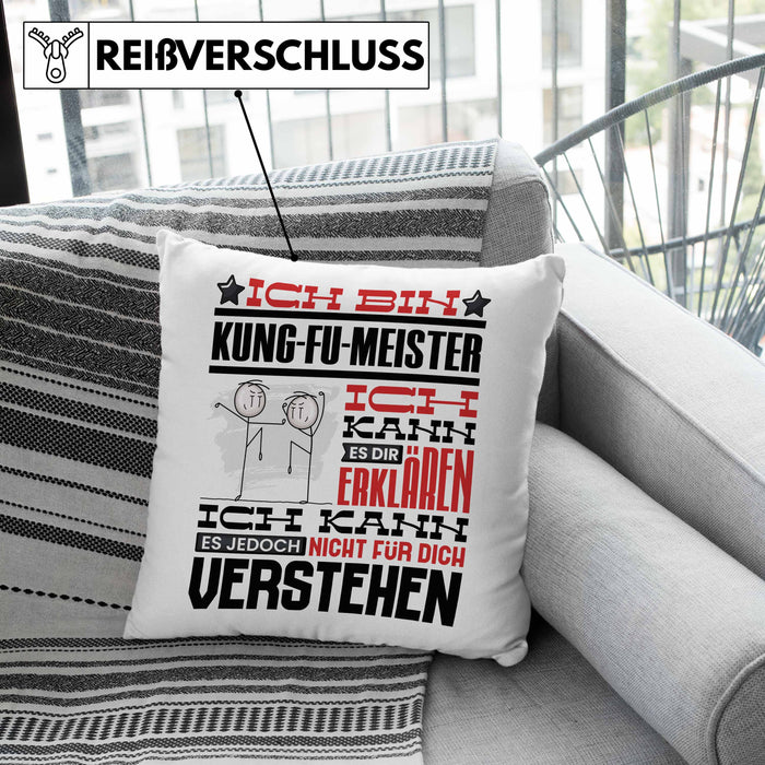 Kung-Fu-Meister Geschenk Kaffee-Kissen mit Füllung 40x40 Geschenkidee für Kung-Fu-Meister Ich Bin Kung-Fu-Meister Ich Kann Es Dir Erklären Jedoch Nicht Für Dich Verstehen Spruch Lustig (Grau) Grau Trendation
