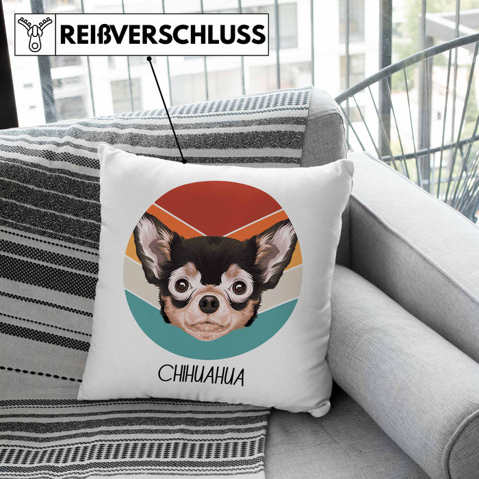 Chihuahua Besitzer Kissen mit Füllung 40x40 Geschenk Lustiger Spruch Geschenkidee Chihuahua Mama Papa (Grau) Rosa Trendation