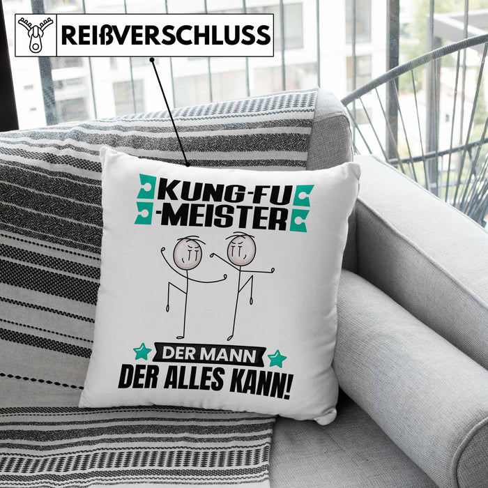Kung-Fu-Meister Kissen mit Füllung 40x40 Geschenk für Kung-Fu-Meister Der Mann Der Alles Kann Geschenkidee zum Geburtstag (Grau) Grau Trendation