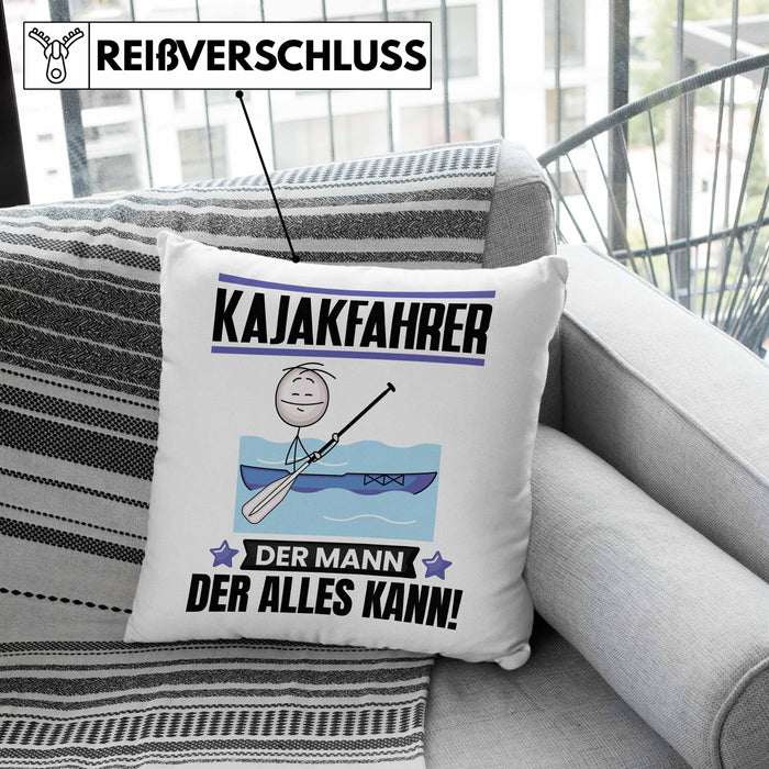 Kajakfahrer Kissen mit Füllung 40x40 Geschenk für Kajakfahrer Der Mann Der Alles Kann Geschenkidee zum Geburtstag (Grau) Grün Trendation