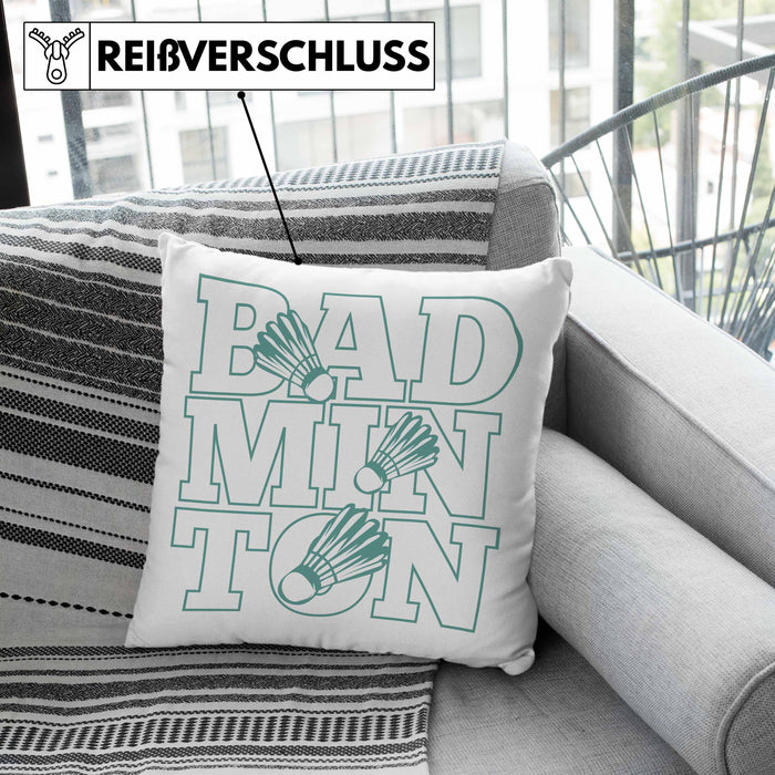Lustige Badminton Kissen mit Füllung 40x40 Geschenk für Badmintonspieler Badminton Lehrer Coach Trainer Geschenkidee (Grau) Grau Trendation