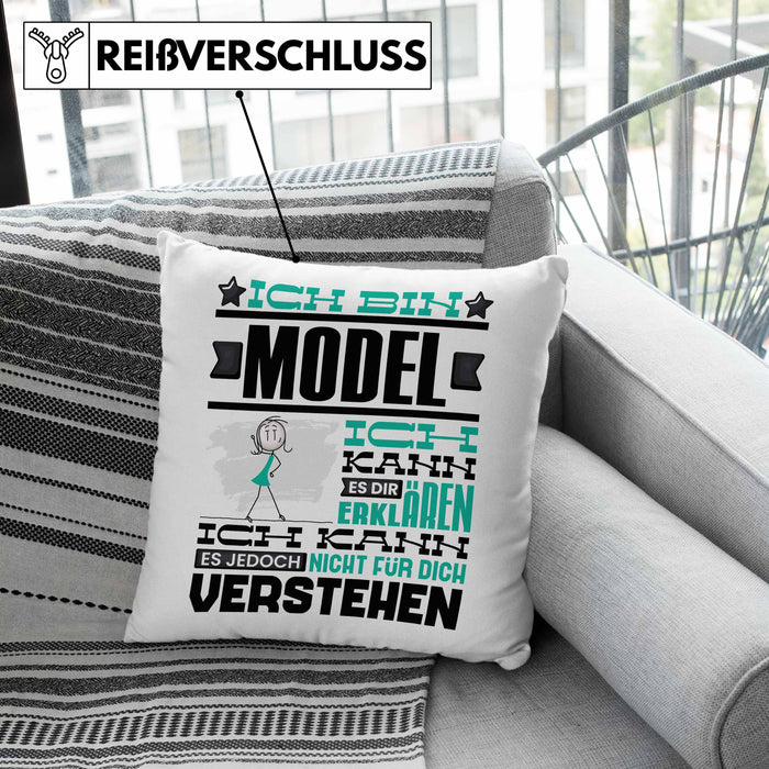 Model Geschenk Kissen mit Füllung 40x40 Geschenkidee für Model Geburtstag Lustiger Spruch Ich Bin Model Ich Kann Es Dir Erklären Aber Nicht Für Dich Verstehen (Grau) Grün Trendation