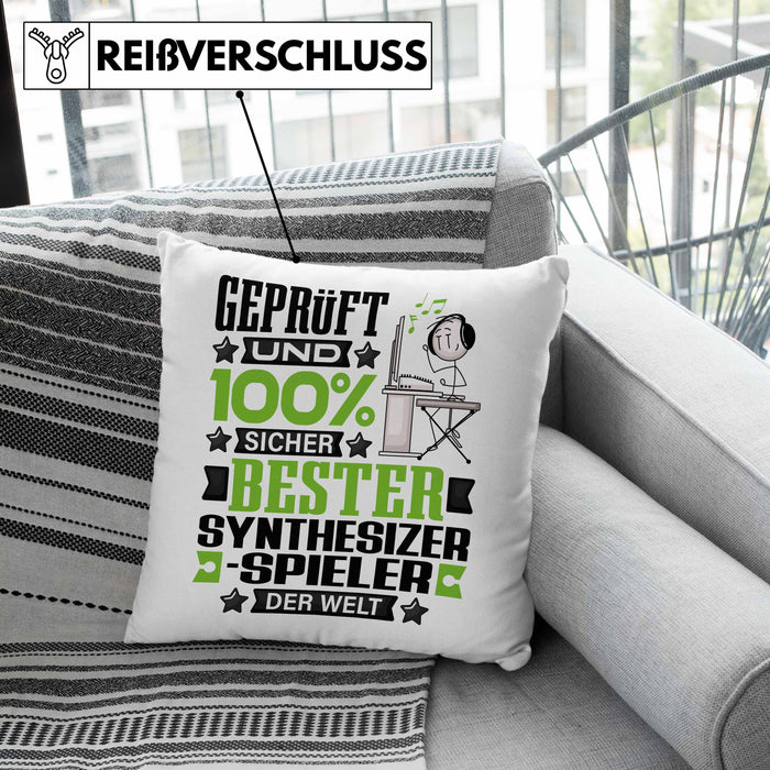 Synthesizer-Spieler Geschenk Lustiger Spruch für Synthesizer-Spieler Geschenkidee Bester Synthesizer-Spieler Der WeltKissen mit Füllung 40x40 (Grau) Grün Trendation