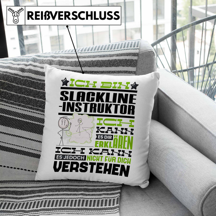 Slackline-Instruktor Geschenk Kaffee-Kissen mit Füllung 40x40 Geschenkidee für Slackline-Instruktor Ich Bin Slackline-Instruktor Ich Kann Es Dir Erklären Jedoch Nicht Für Dich Verstehen Spruch Lustig (Grau) Rosa Trendation