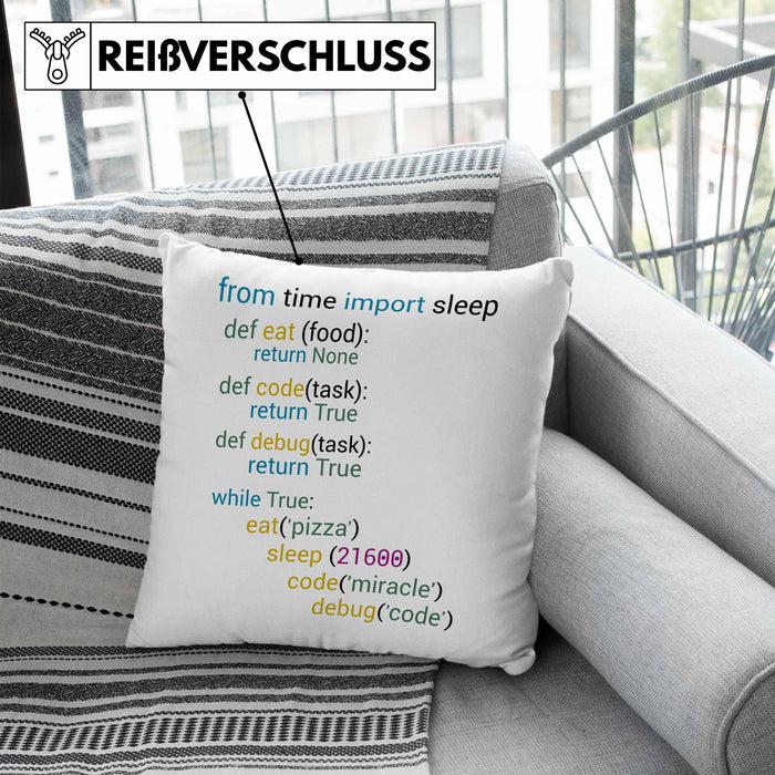 Coder Kissen mit Füllung 40x40 Geschenk für Programmierer Softwareentwickler Nerds Geschenkidee (Grau) Blau Trendation