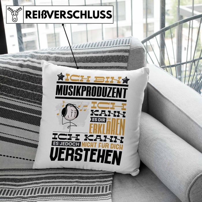Musikproduzent Geschenk Kaffee-Kissen mit Füllung 40x40 Geschenkidee für Musikproduzent Ich Bin Musikproduzent Ich Kann Es Dir Erklären Jedoch Nicht Für Dich Verstehen Spruch Lustig (Grau) Rosa Trendation