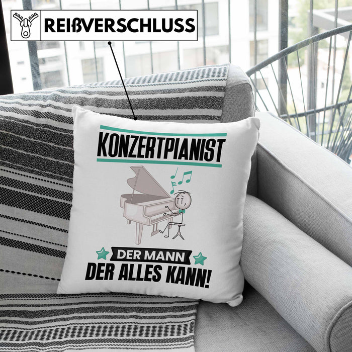 Konzertpianist Kissen mit Füllung 40x40 Geschenk für Konzertpianist Der Mann Der Alles Kann Geschenkidee zum Geburtstag (Grau) Rosa Trendation