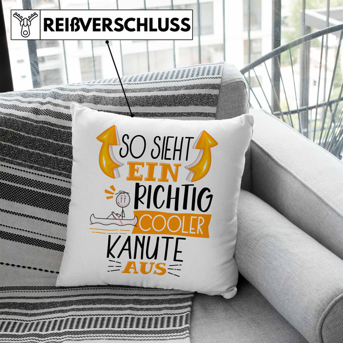 Kanute Kissen mit Füllung 40x40 Geschenk So Sieht Ein Richtig Cooler Kanute Aus Geschenkidee Spruch Lustig (Grau) Blau Trendation