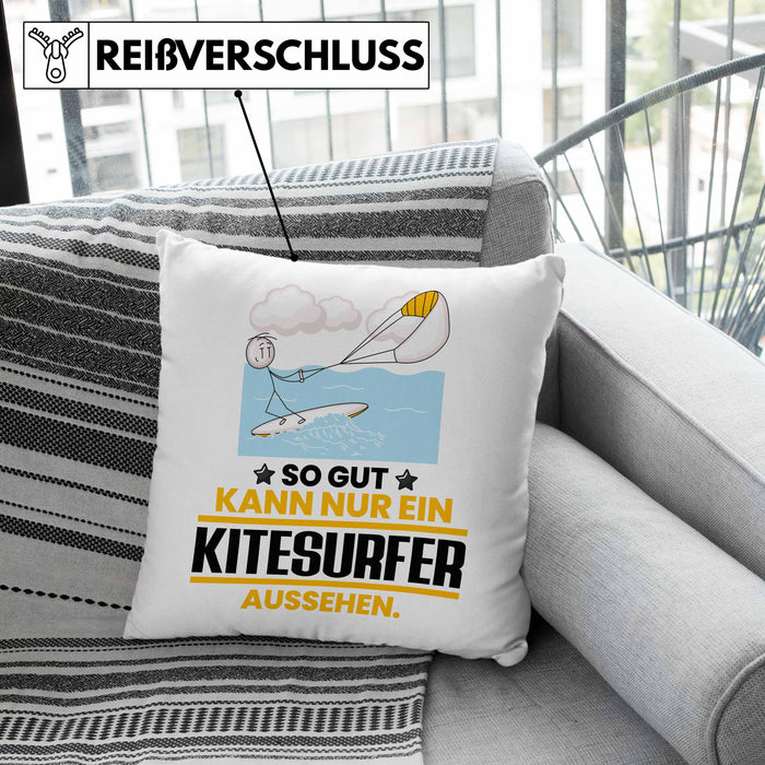 Kitesurfer Geschenk Kissen mit Füllung 40x40 So Gut Kann Nur Ein Kitesurfer Aussehen Geschenkidee (Grau) Grün Trendation