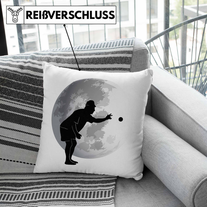Boule Kissen mit Füllung 40x40 Geschenk Boule-Spieler Geschenkidee Grafik Mond Boule (Grau) Grün Trendation
