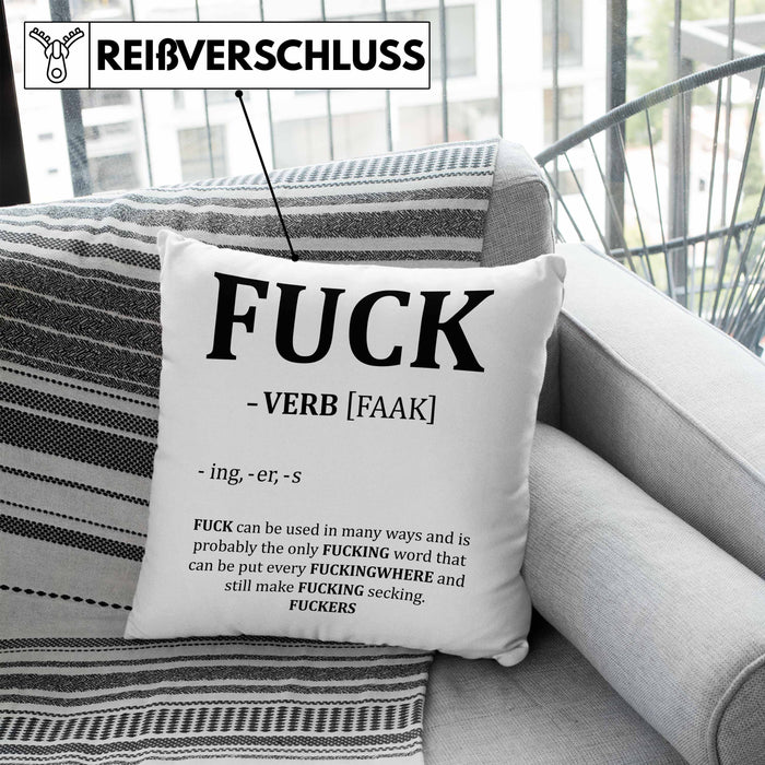 F*** Kissen mit Füllung 40x40 Geschenk Schimpfwort 18+ Geschenkidee Männer Frauen Arbeitskollege Geschenkidee (Grau) Blau Trendation