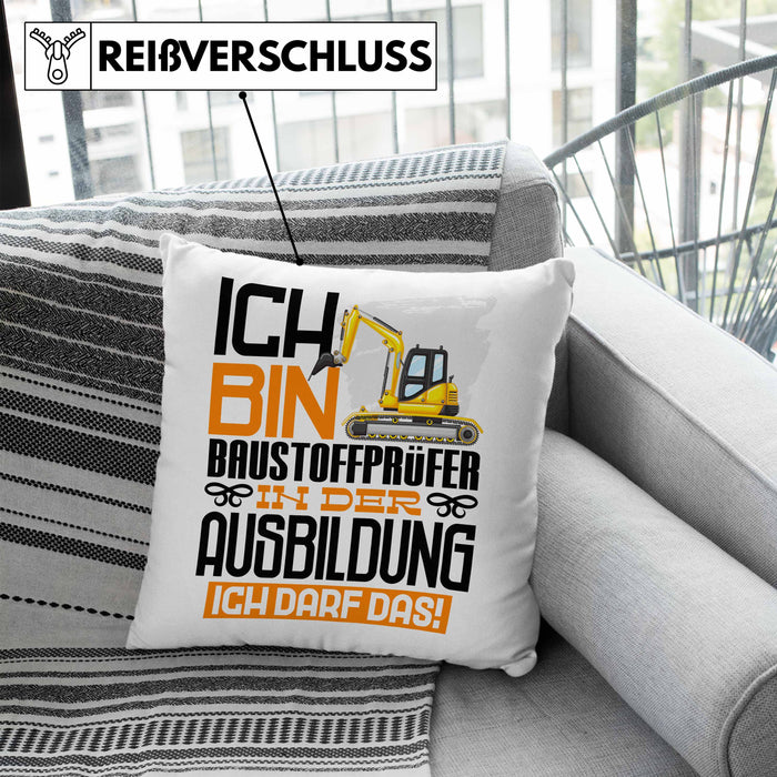 Baustoffprüfer Ausbildung Kissen mit Füllung 40x40 Geschenk Ich Bin Baustoffprüfer In Der Ausbildung Ich Darf Das Geschenkidee Spruch (Grau) Blau Trendation
