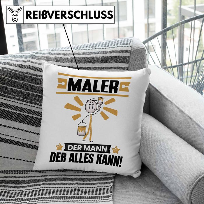 Maler Kissen mit Füllung 40x40 Geschenk für Maler Der Mann Der Alles Kann Geschenkidee zum Geburtstag (Grau) Grün Trendation