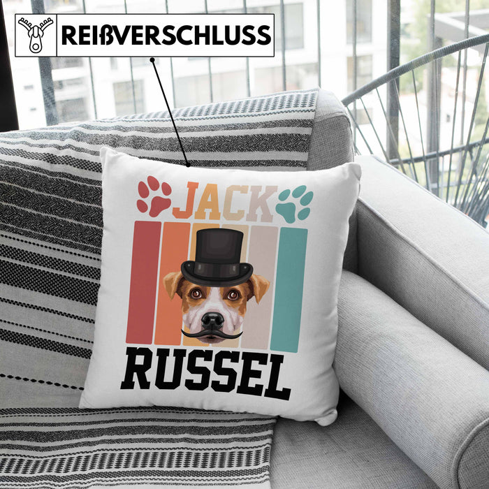 Jack Russel Besitzer Kissen mit Füllung 40x40 Geschenk Lustiger Spruch Geschenkidee Retro Vinatge Jack Russel (Grau) Grün Trendation