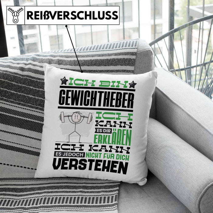 Gewichtheber Geschenk Kaffee-Kissen mit Füllung 40x40 Geschenkidee für Gewichtheber Ich Bin Gewichtheber Ich Kann Es Dir Erklären Jedoch Nicht Für Dich Verstehen Spruch Lustig (Grau) Grau Trendation