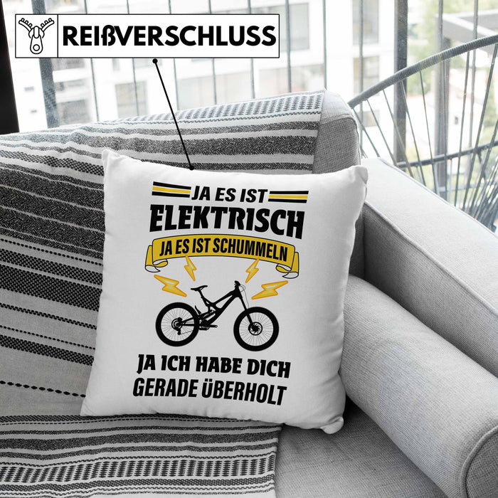 Elektrofahrrad E-Bike Kissen mit Füllung 40x40 mit Spruch Geschenk Ebike Lustige Geschenke (Grau) Grau Trendation