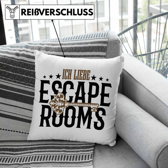Escape Room Lustige Kissen mit Füllung 40x40 Escape Room Fans Geschenkidee (Grau) Rosa Trendation