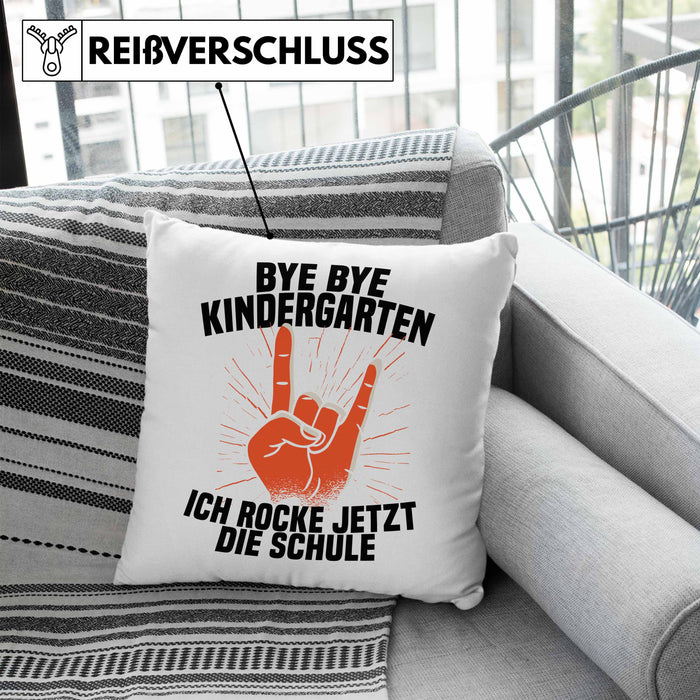 Kita Abgänger 2024 Schulstart Kissen mit Füllung 40x40 Geschenk Jungen Einschulung Schulanfang Erster Schultag (Grau) Blau Trendation