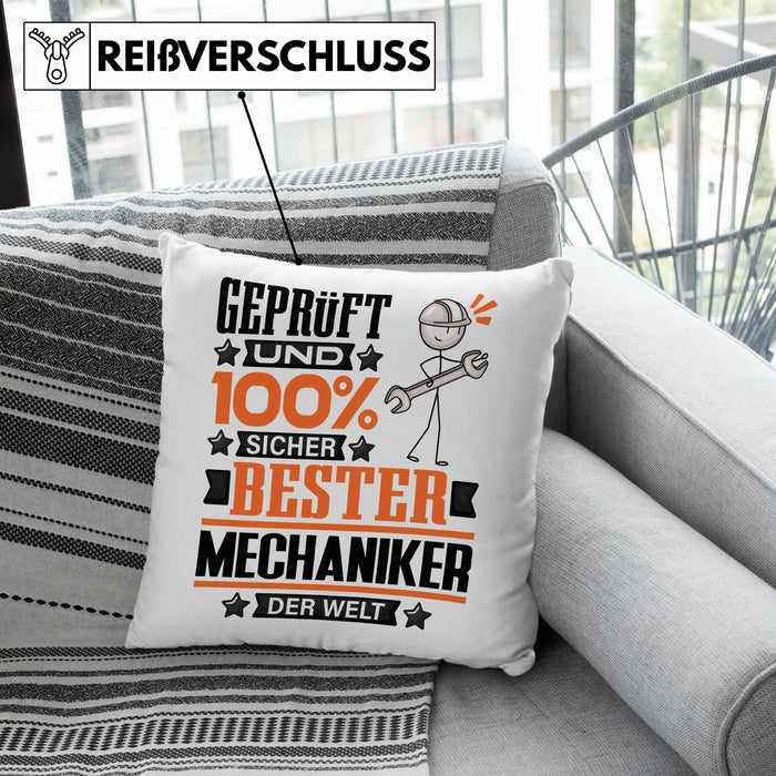 Mechaniker Geschenk Lustiger Spruch für Mechaniker Geschenkidee Bester Mechaniker Der WeltKissen mit Füllung 40x40 (Grau) Rosa Trendation