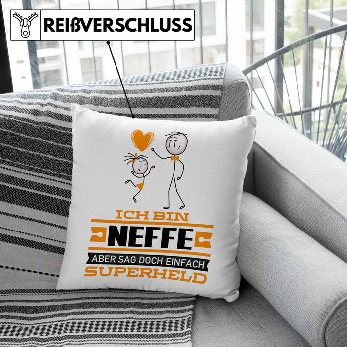 Neffe Geschenk Kissen mit Füllung 40x40 Ich Bin Neffe Aber Sag Doch Einfach Superheld Lustige Geschenkdiee für Neffe (Grau) Grau Trendation