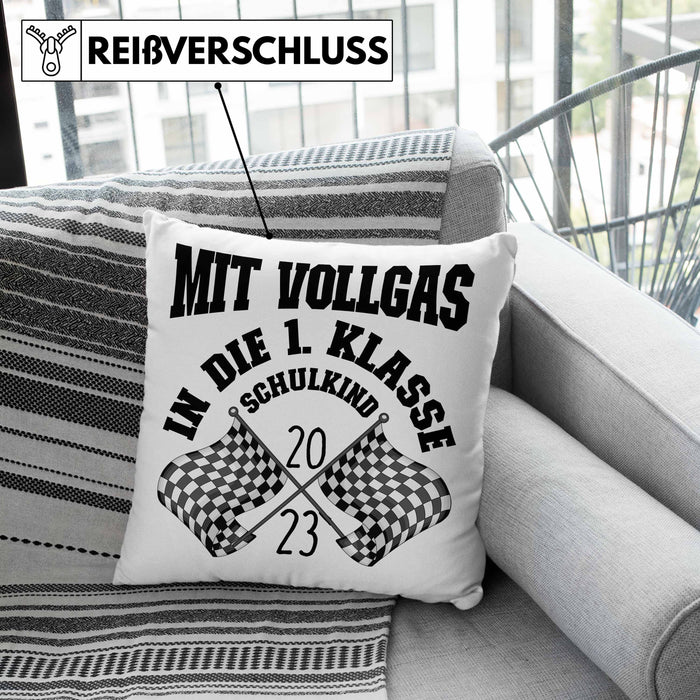 Einschulung Junge Geschenk für Schultüte Füllung Kissen mit Füllung 40x40 Schulstart 1. Schultag Schuleinführung Schulanfang Geschenkidee Schulkind 2024 (Grau) Grau Trendation